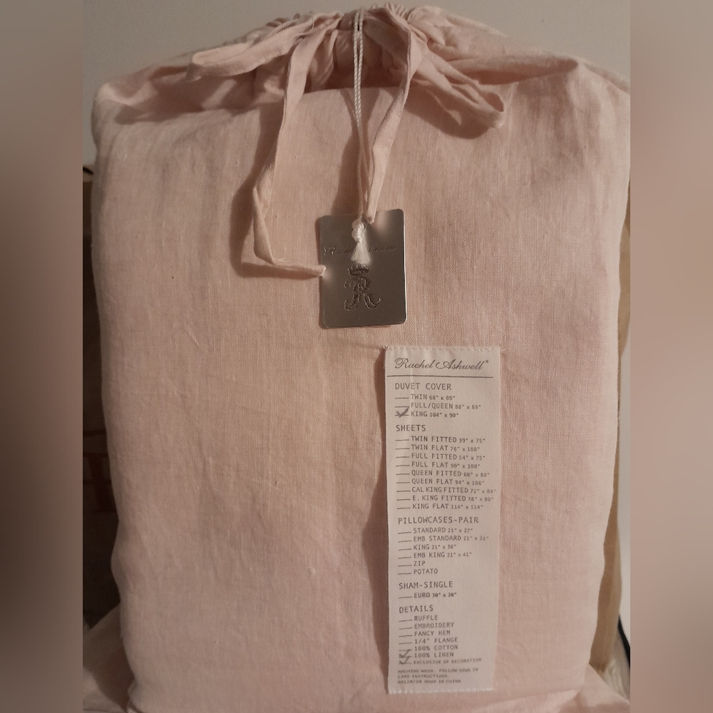 New Rachel Ashwell Simply Shabby PRAIRE WHIPSTITCH PINK KING DUVET…